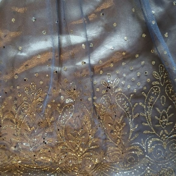 Masquerade Strapless Gold Formal Mini Dress with Lace Shrug/ size 1/2 - Picture 4 of 10